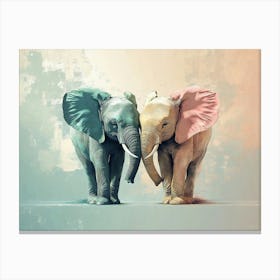 Elephants Animal Abstract Art In Pastel Colors 2 Canvas Print