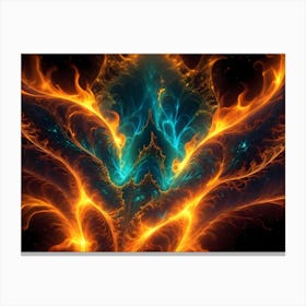 Abstract Image Of Swirling, Glowing Colors In Shades Of Orange, Red, And Teal, Creating A Dynamic And Energetic Composition 1 Canvas Print