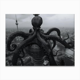 Octopus On Top Of A Building Canvas Print