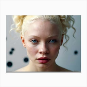 Portrait Of Albino Girl With Freckles and blue eyes 3 Canvas Print