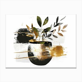 Gold Leaf In A Vase Canvas Print