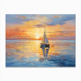 Sailboat At Sunset 3 Canvas Print