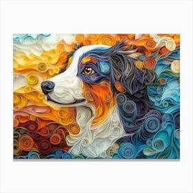 Bearded Collie Paper Quilling Dog Portrait 1 Canvas Print