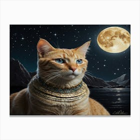 Cat In The Moonlight 5 Canvas Print