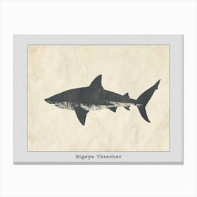Bigeye Thresher Shark Grey Silhouette 3 Poster Canvas Print