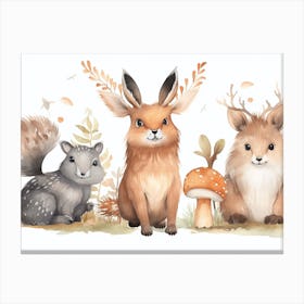Cute Animals In The Forest Canvas Print