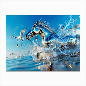 "Chrome Horse Rising from the Sea" Canvas Print