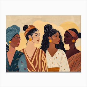 Modern Illustration Of Women In Harmony Enjoying Their Diversity 3 Canvas Print