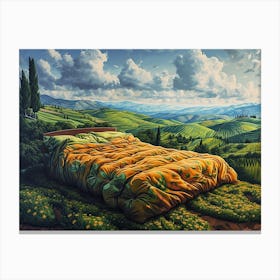 Bed in the landscape Canvas Print