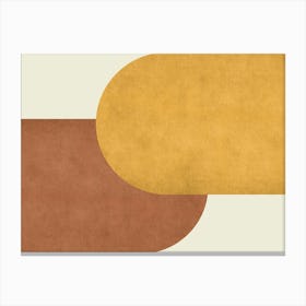 Halfmoon Colorblock - Mid-century Modern Abstract Minimalist Brown Gold Canvas Print