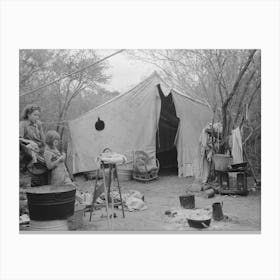 Tent Home Of White Migrant From Arizona, Near Harlingen, Texas By Russell Lee Canvas Print