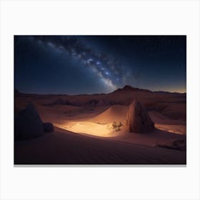 Starry Night Sky At The Oasis In The Desert Canvas Print
