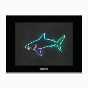 Neon Pink Sign Inspired Shark Poster 2 Canvas Print