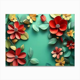 3d Illustration Floral Colorful Flowers Painting Canvas Print