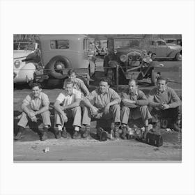 Workers Eating Lunch On Curb Across The Street From The Consolidated Airplane Factory,San Diego, California By Russ Canvas Print