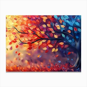 Elegant Colorful Tree With Vibrant Leaves Hanging Branches 9 Canvas Print