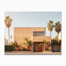 Burnt Orange Beach House With Palms Summer Photography Canvas Print