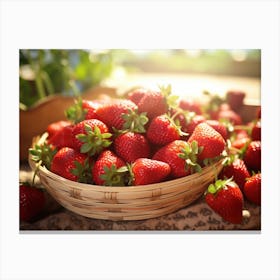 Strawberries In A Basket 1 Canvas Print