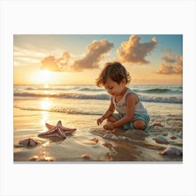 Starfish On The Beach 1 Canvas Print