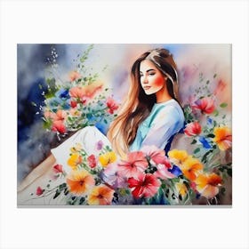 Girl Among Flowers 13 Canvas Print