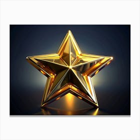 Shiny Golden Star On Dark Background Canvas Print