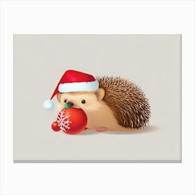 Hedgehog In Santa Hat 2 Canvas Print