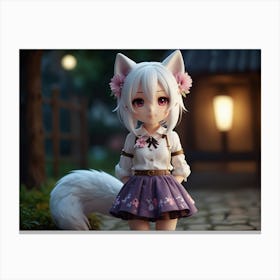 Anime Girl With A Fox Canvas Print