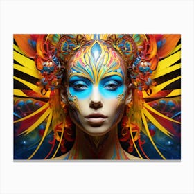 Psychedelic Art. Psychedelic Pinnacle: Female Energy in Vibrant Display. beauty Canvas Print