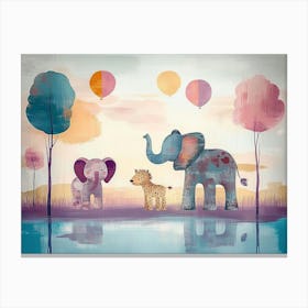 Art With Animals And Pastel Colors 4 Canvas Print