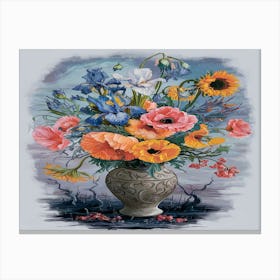 Flowers In A Vase? irises,-poppies,-pink-flowers,-and-sunflowers, Inspired Vincent Van Gogh 1 Canvas Print