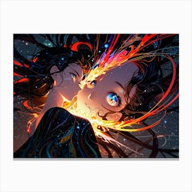 Anime Girl In Space Canvas Print