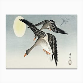 Birds At Full Moon (1900 1936), Ohara Koson Canvas Print