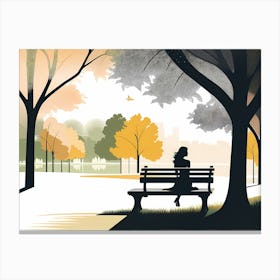 Woman Sitting On A Bench 03 Vector art Canvas Print