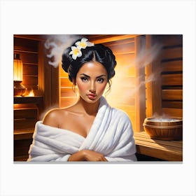 Woman In A Sauna Canvas Print