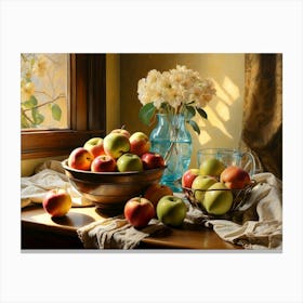 Apples And Flowers Canvas Print