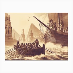 Vikings On A Ship AI vintage art 3 Canvas Print