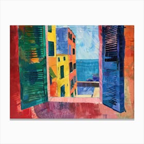 Marseille From The Window View Painting 1 Canvas Print