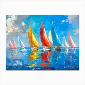 Sailboats In The Sea Canvas Print