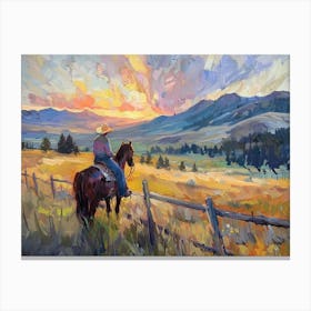 Western Sunset Landscapes Montana 1 Canvas Print