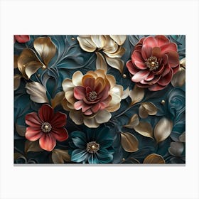 3d Luxury Floral Wrap Seamless Pattern Canvas Print