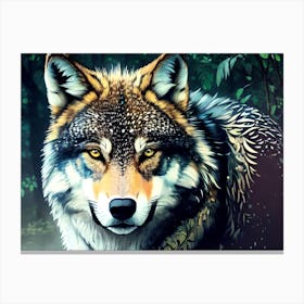 Wolf In The Woods 28 Canvas Print
