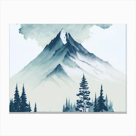 Mountain And Forest In Minimalist Watercolor Horizontal Composition 362 Canvas Print