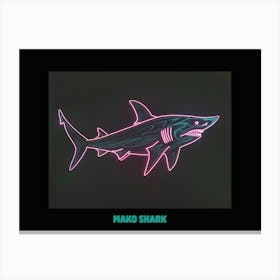 Neon Red Mako Shark 4 Poster Canvas Print