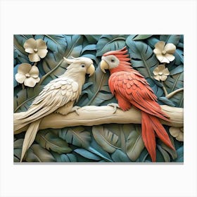 Beautiful Parrot 3d Relief Art Canvas Print