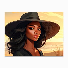Illustration of an African American woman at the beach 87 Canvas Print