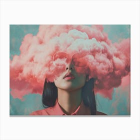 Girl With Pink Clouds Canvas Print