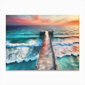 Aerial Pier Sunset4 Canvas Print