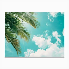 Blue Sky With Palm Trees Canvas Print