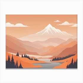 Misty mountains horizontal background in orange tone 85 Canvas Print