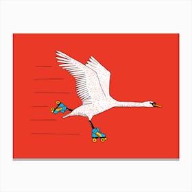 Skating Swan Canvas Print